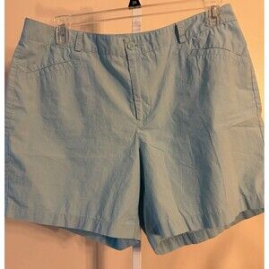 Women Docker Shorts Light Aqua Chino Flat Front Preppy Cotton 16 Casual Pockets